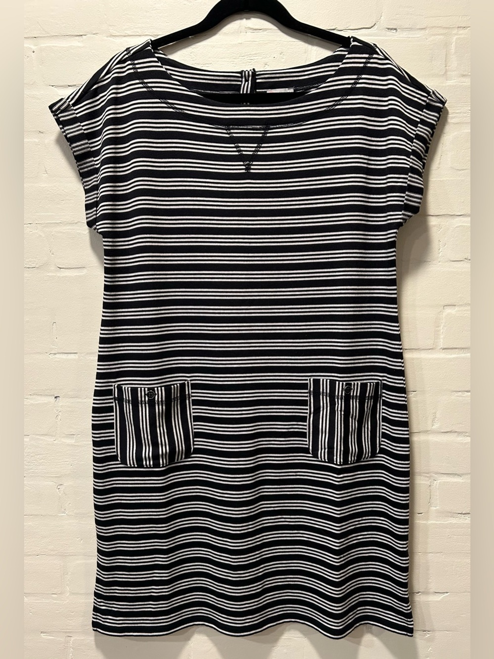 TALBOTS Hello Saturday 100% Cotton T-Shirt Dress Black/White Stripe Size M
